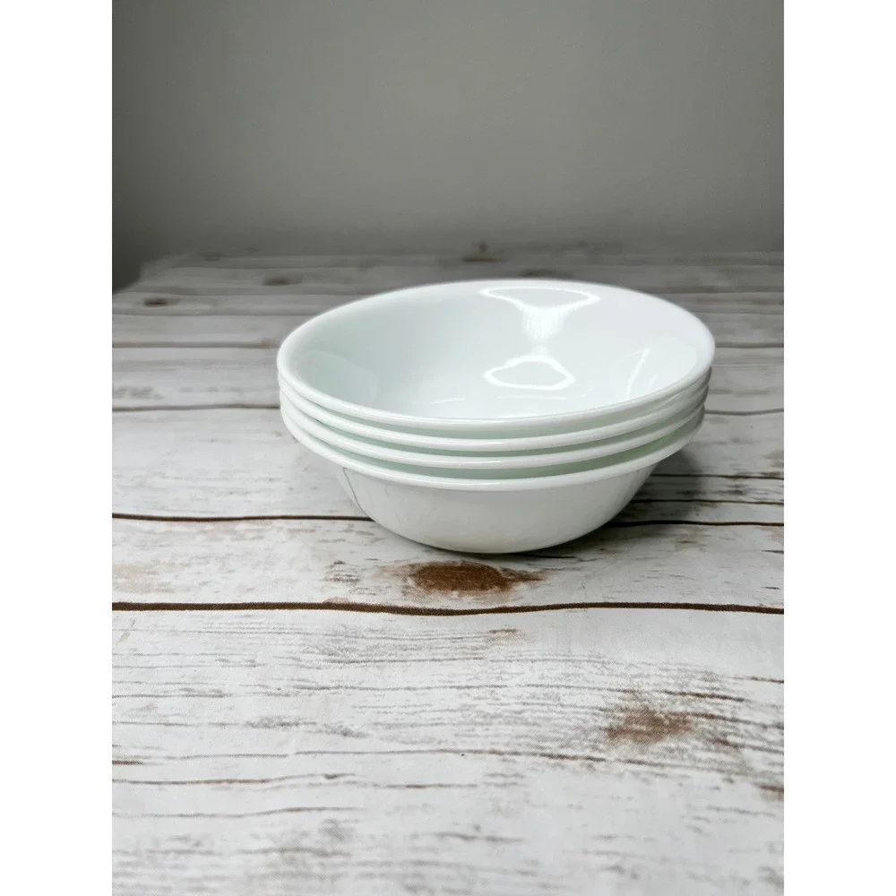 Corelle Bowls Winter Frost White Vitrelle Glass Small Soup Cereal Set of 4 5.25
